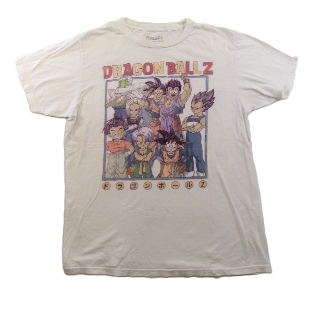 Dragon Ball Z Graphic T-Shirt Mens Medium White Anime Goku Vegeta Crewneck